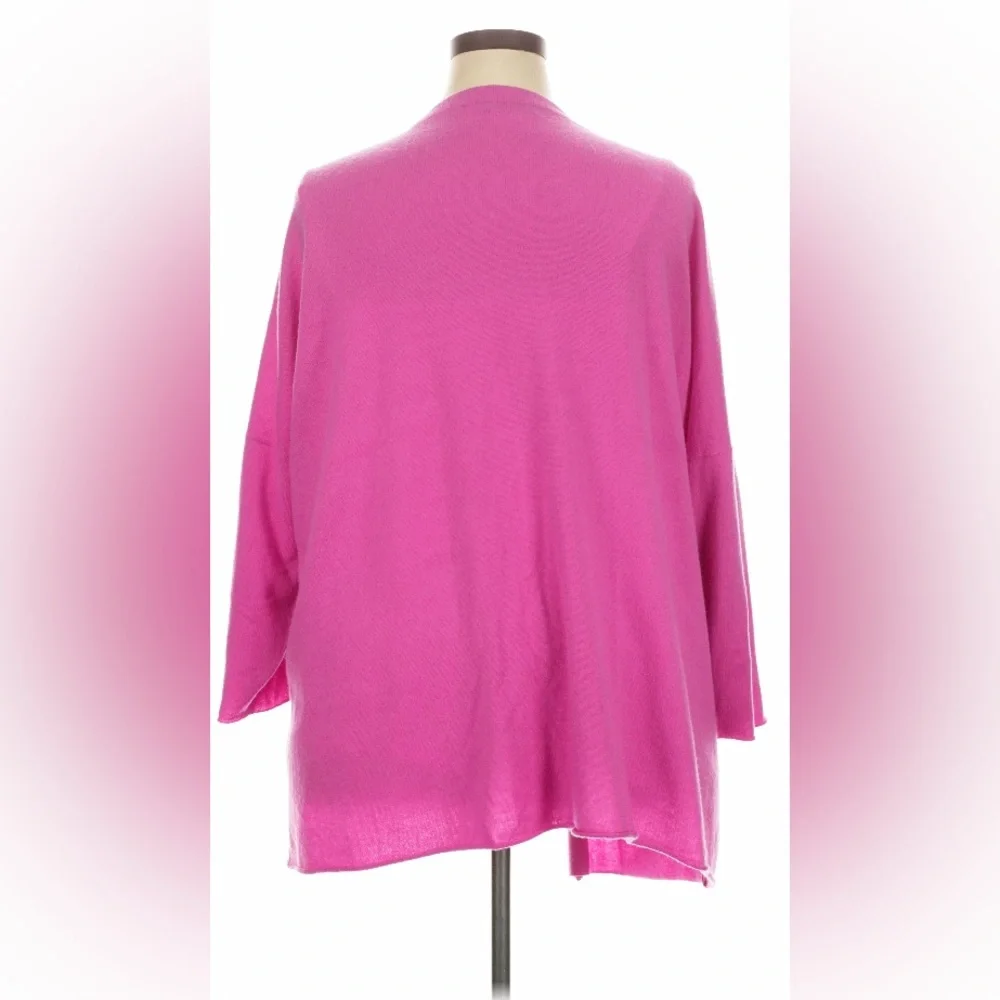Eskandar 2X 3X 100% Cashmere lipstick pink kimono cardigan sweater - Picture 2 of 6